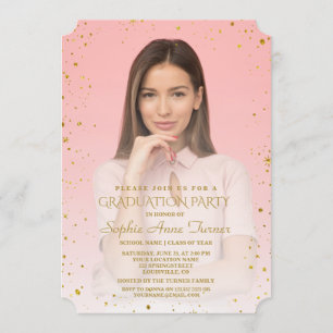 Convites Charm Dourado Sparkle Confetti - Festa de formatur