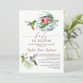 Convites Charm Hummingbird Tropical Flowers Baby in Bloom