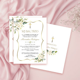 Convites Charm Invitacion De Bautizo Con Flores Baptism
