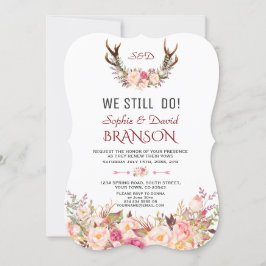 Convites Charm Pink Blush Floral Antlers NÓS AINDA FAZEMOS