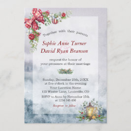 Convites Charm Watercolor Winter Scense Casamento de Natal