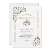 Charm White Blush Flores Douradas Bridal Tea Party