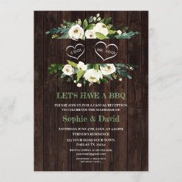Convites Charm White Floral Frame Barn I DO CHURRASCO