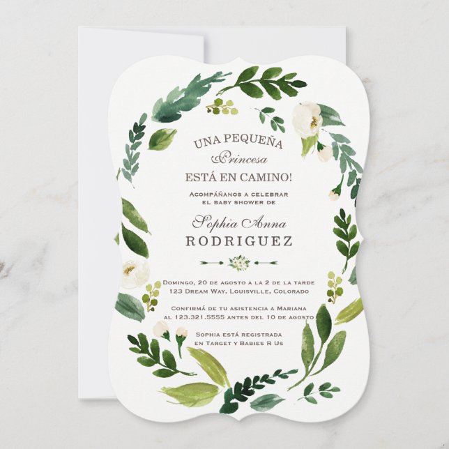 Convites Charm White Flowers Invitación de Chá de fraldas (Frente)