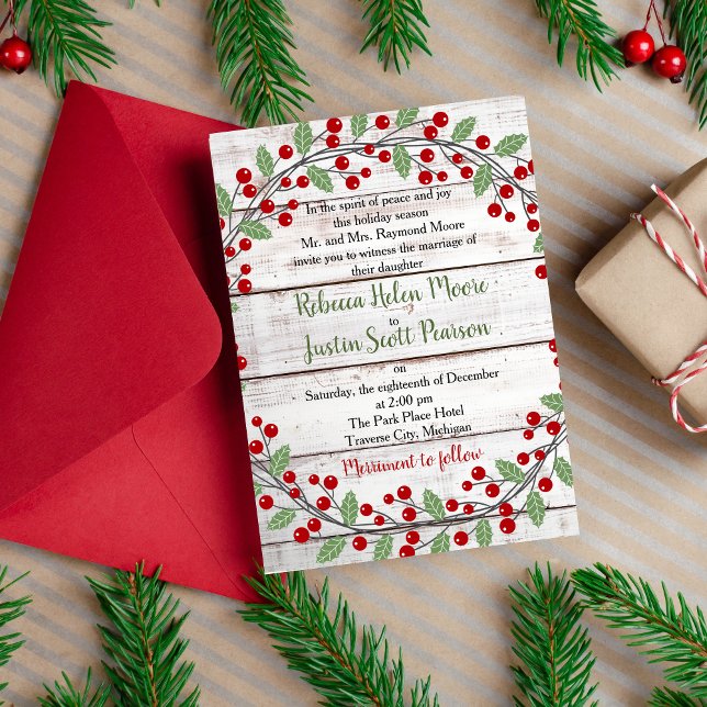 Convites Charme de Natal II Casamento de inverno/Natal (Criador carregado)