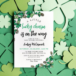 Convites Charme Sortudo no Caminho do Chá de fraldas Verde