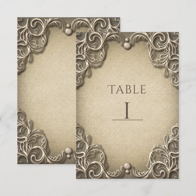 Convites Charme Sul-Americano Elegante Número de Mesa de Es (Frente/Verso)