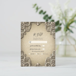 Convites Charme Sulista Vintage de Noiva de Lona com Renda 