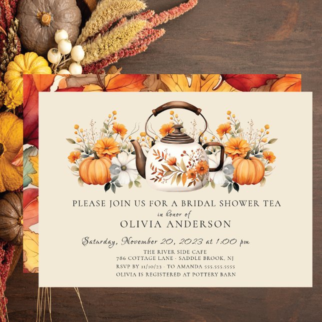 Convites Charming Autumn Floral Bridal Tea Party (Criador carregado)