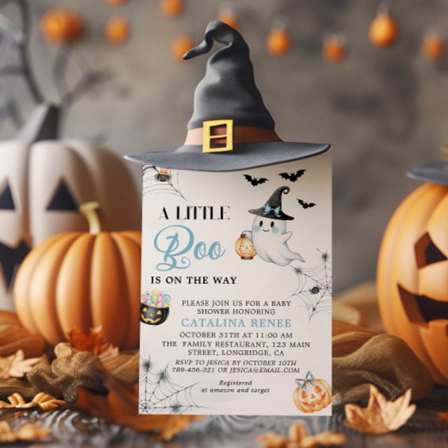 Convites Charming Blue Halloween Ghost Baby Shower (Criador carregado)