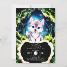 Charming Boho Woodland Wolf Birthday