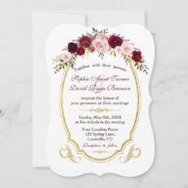 Convites Charming Burgundy Marsala Casamento outono Floral