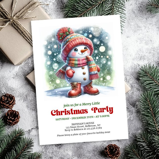 Convites Charming cartoon snowman invite festive cheer  (Charming cartoon snowman invite festive cheer digital)