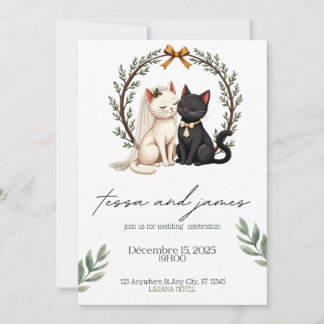 Convites Charming Cat Couple Wedding Invitation