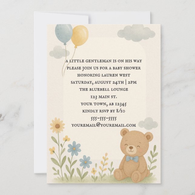 Convites Charming Cub Baby Shower Invitation (Frente)