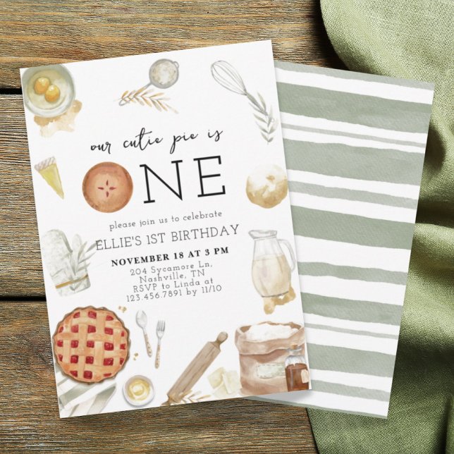 Convites Charming Cutie Pie Primeiro Aniversário (Criador carregado)