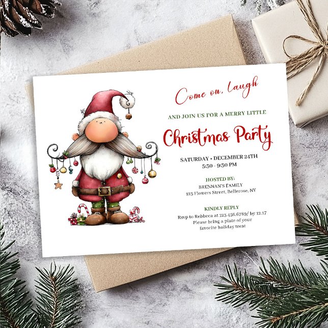 Convites Charming Funny Santa Minimalist Holiday Invitation (Charming Funny Santa Minimalist Holiday Invitation)