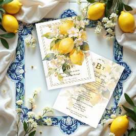 Convites Charming Mediterranean Botanical Floral Lemons