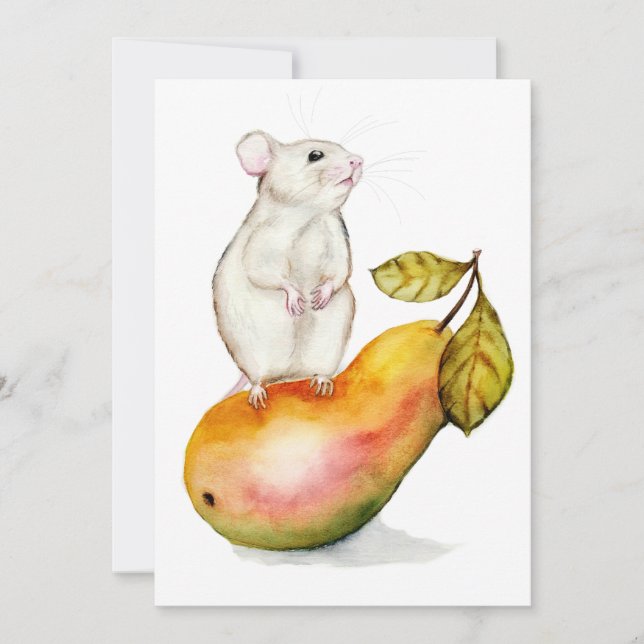 Convites Charming Mouse on a Pear (Frente)