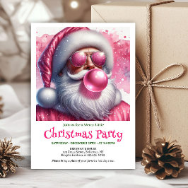 Convites Charming Pink Santa Bubble Gum Funny Christmas