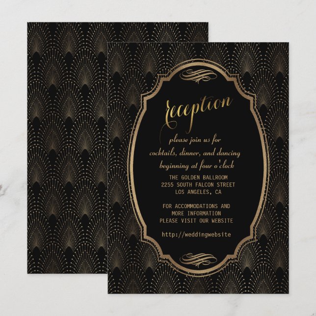 Convites Charming Recepção de Casamento Great Gatsby Art De (Frente/Verso)