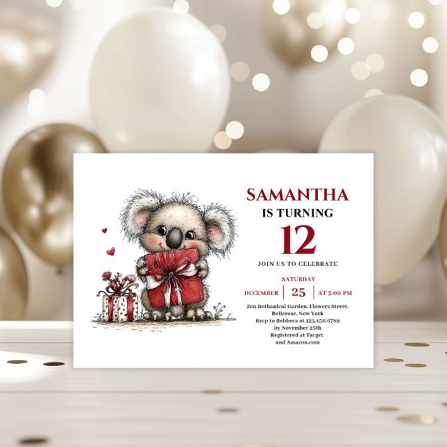 Convites Charming whimsical koala design kids birthday (Charming whimsical animals design kids birthday invitation

)