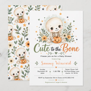Convites Charmoso até os Ossos Chá de Bebê de Halloween