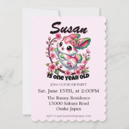 Convites Charmoso Sakura Bunny Birthday