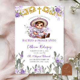 Convites Charra Purple Roses Bautizo Mexicano E Primeiro An