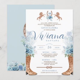 Convites Charra Quinceanera Azul Claro Ocidental