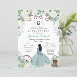 Convites Charra Quinceañera, Horse Verde da Casa Ocidental