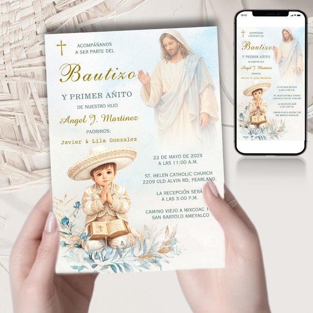 Convites Charro Bautizo Y Primer Añito Niño (Criador carregado)