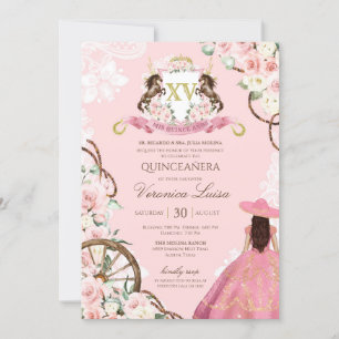 Convites Charro Quinceanera, cor-de-rosa Elegante