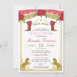 Convites Charro Quinceañera, Dourado da rosa vermelha