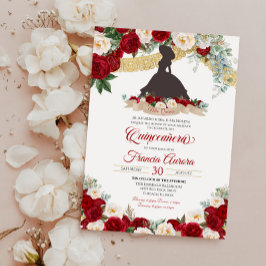 Convites Charro Quinceanera Dourado Elegante Vermelho Branc