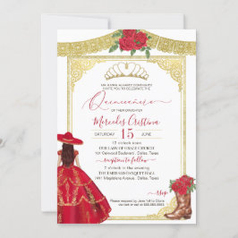 Convites Charro Quinceanera Ocidental Dourado Elegante