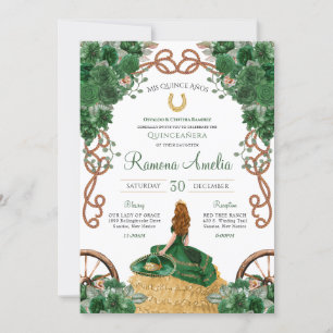 Convites Charro Quinceañera, País Floral Verde Ocidental