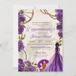 Convites Charro Quinceanera, Ranhura Rosa Ocidental Roxo