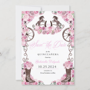 Convites Charro Rosa Ocidental Salva A Data Quinceañera