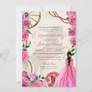 Convites Charro Rosa Rosa Rosa Rosa Elegante Quinceanera Oc