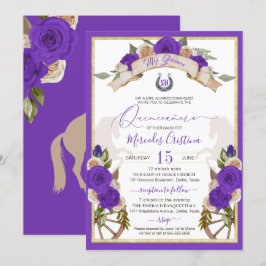 Convites Charro Rosa Roxo Ocidental Quinceanera
