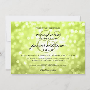 Convites Chartreuse Bokeh Luz Elegante Casamento