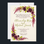 Convites Chartreuse & Burgundy Floral Wedding Invitation<br><div class="desc">Announce your big day in style with this elegant chartreuse and burgundy floral wedding invitation card, designed for modern couples who love sophisticated botanical details. This romantic floral wedding invitation card features rich burgundy blooms and cascading amaranth flowers paired with fresh chartreuse greenery, creating a bold yet timeless color palette...</div>