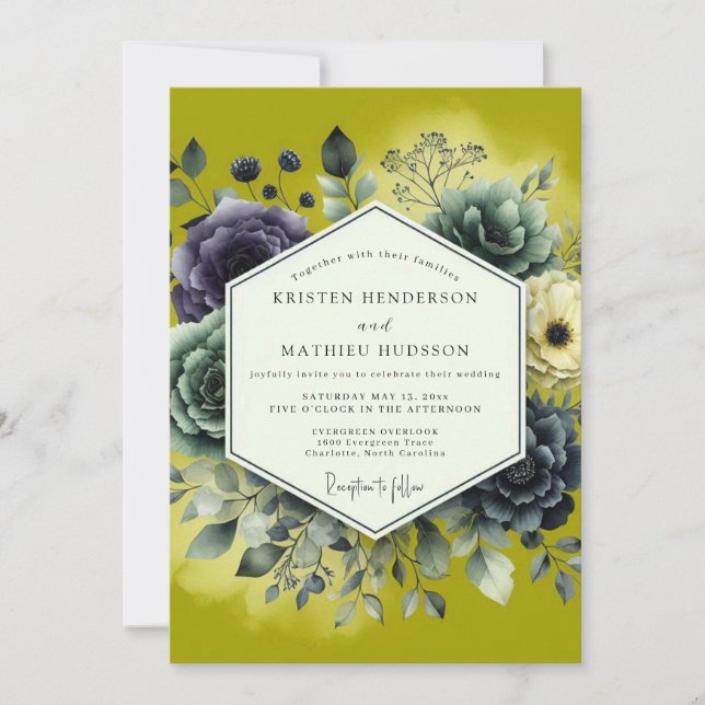 Convites Chartreuse Lush Botanical Wedding (Frente)
