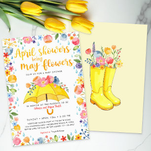 Convites Chás de abril trazem Chá de fraldas de flores