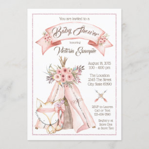 Convites Chás De Garota TeePee Fox Tribal