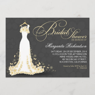 Convites chás de panela com vestido de casamento