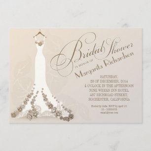 Convites chás de panela com vestido de casamento