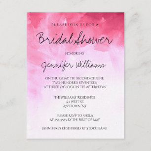 Convites Chás de panela cor-de-rosa da aguarela