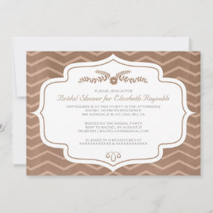 Convites Chás de panela de Brown Chevron